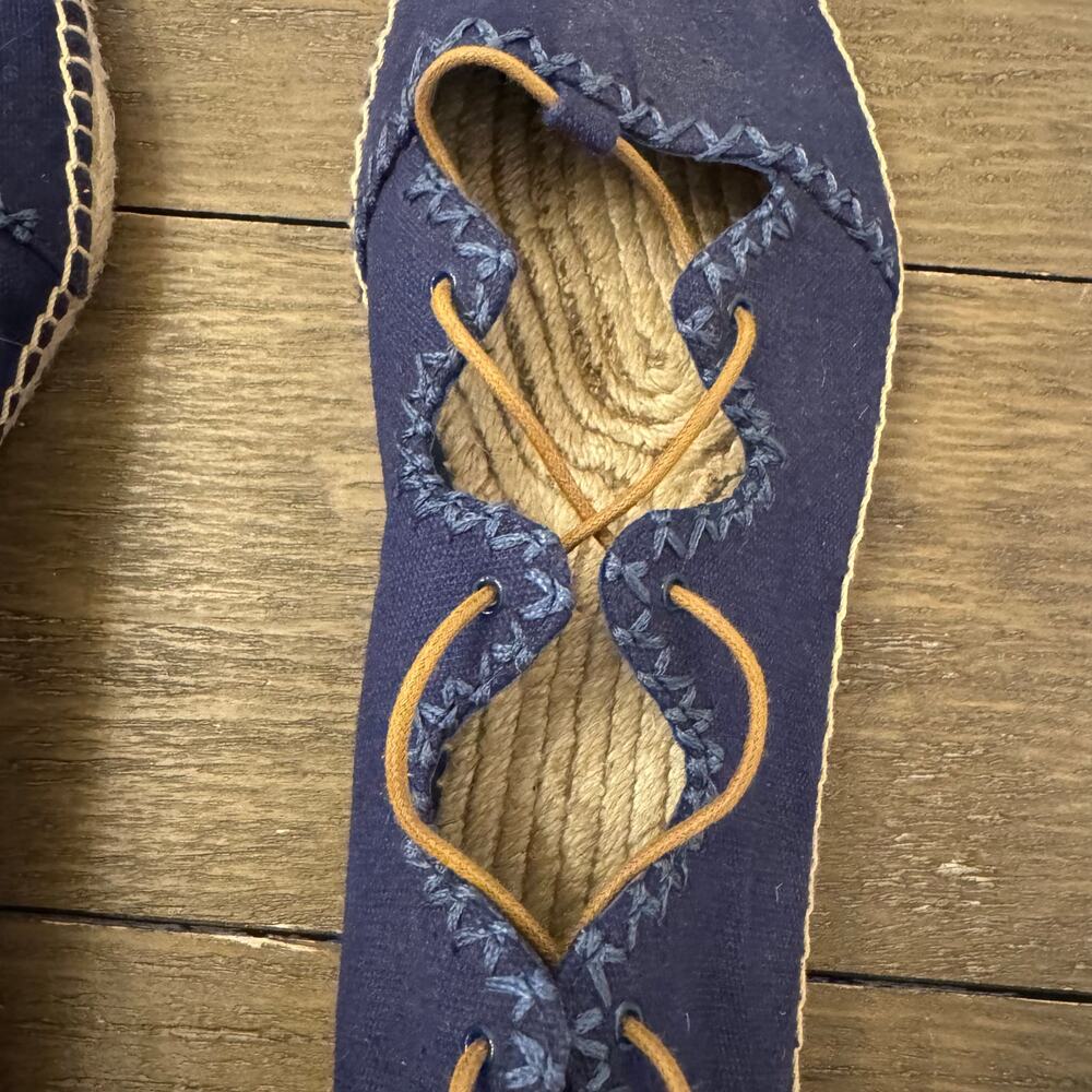 Tory Burch Navy Lace-Up Espadrille Flats - Picture 4 of 10